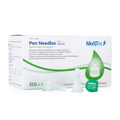 Aguja para Insulina MONTEST CLASSIC 32 G X 4 MM CAJA 100 UND