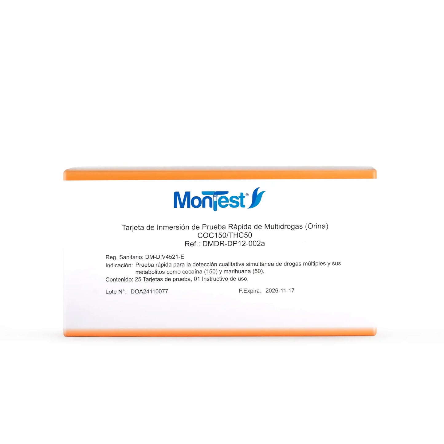 Tarjeta de Inmersión Multidrogas MONTEST 2P CAJA 25 UND