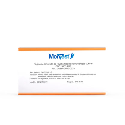 Tarjeta de Inmersión Multidrogas MONTEST 2P CAJA 25 UND
