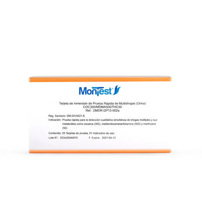 Tarjeta de Inmersión Multidrogas MONTEST 3P CAJA 25 UND