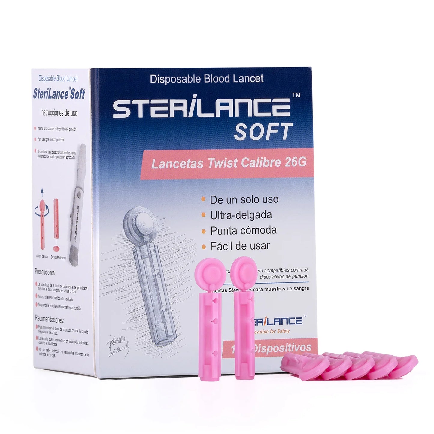 Lancetas STERILANCE SOFT 26 G CAJA 100 UND