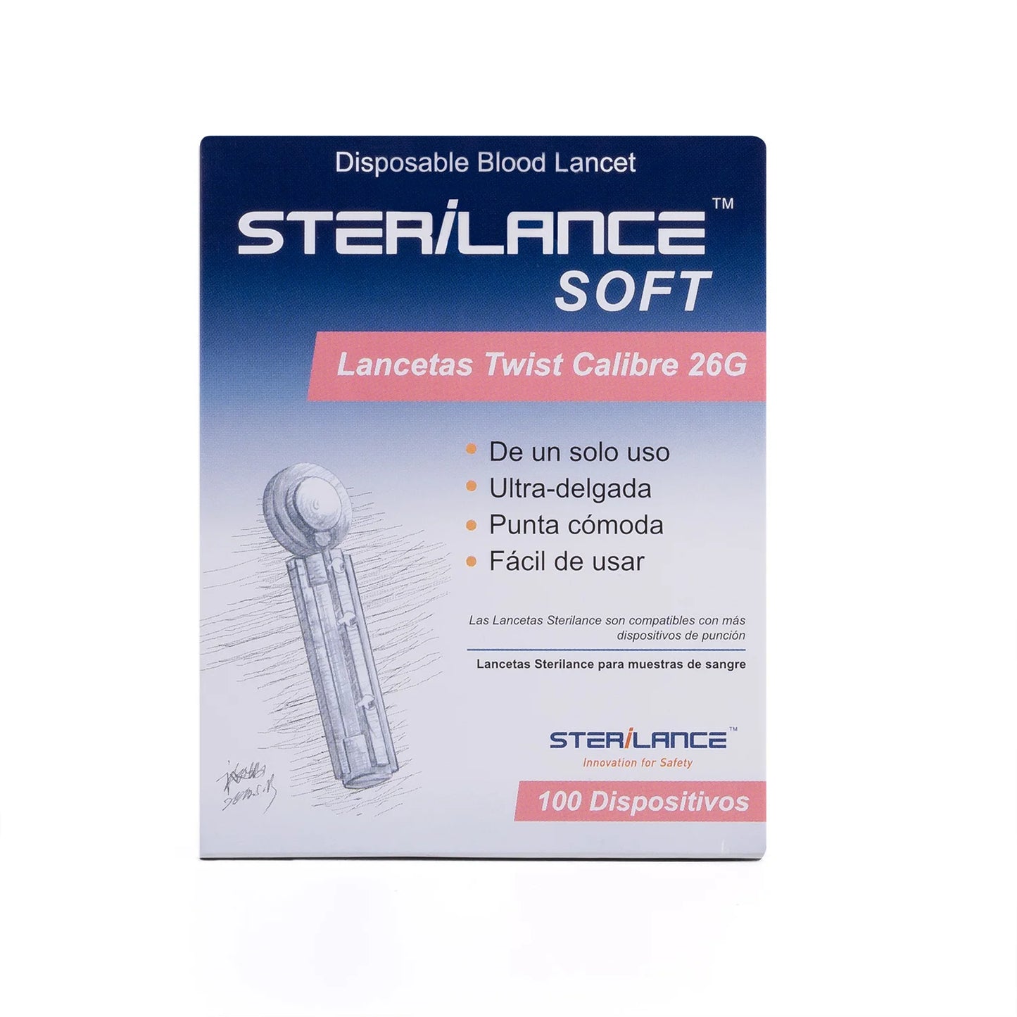 Lancetas STERILANCE SOFT 26 G CAJA 100 UND