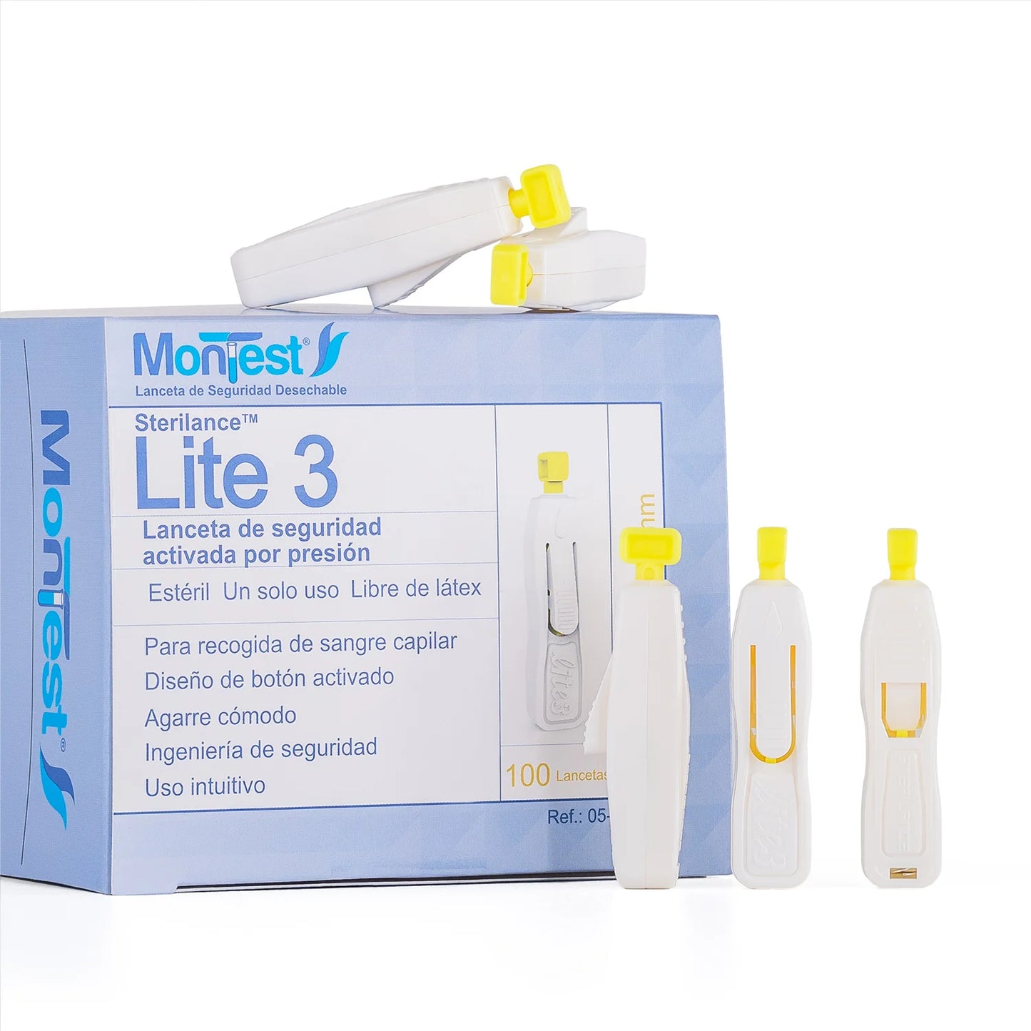 Lancetas Automáticas 1 Nivel MONTEST LITE 3 26 G CAJA 100 UND
