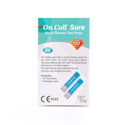 Tiras Reactivas para Glucosa ON CALL SURE CAJA 50 UND