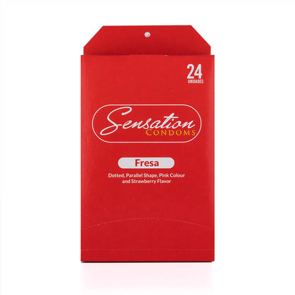 Preservativos SENSATION Fresa Con Puntos CAJA 24 X 3 UND