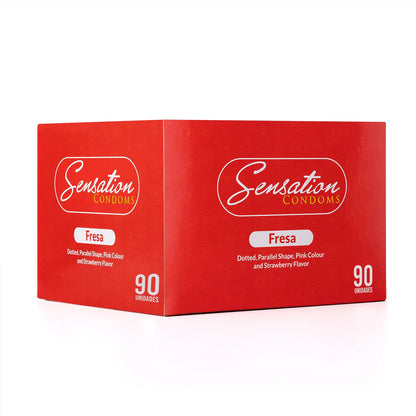 Preservativos SENSATION Fresa Con Puntos CAJA 90 X 3 UND