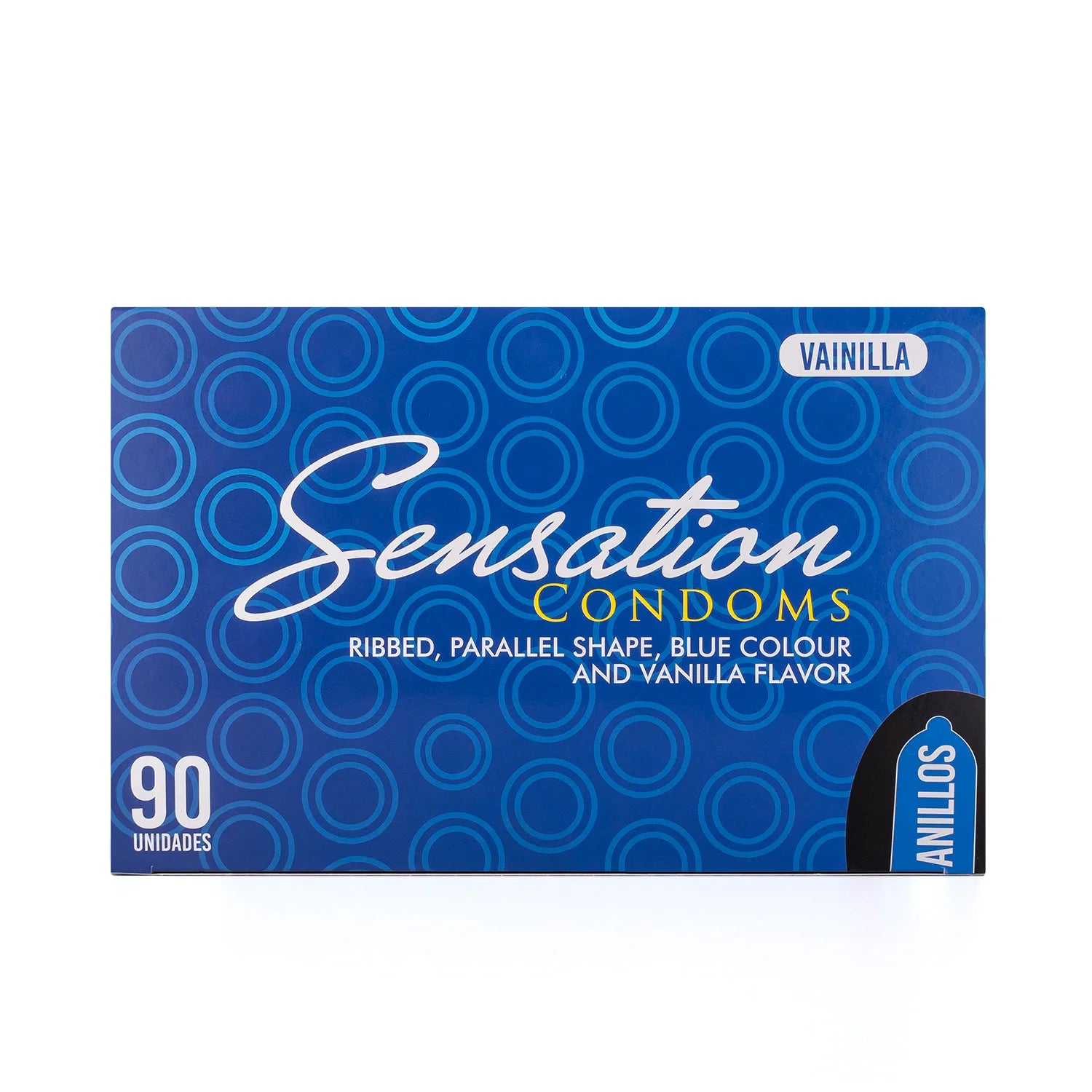 Preservativos SENSATION Vainilla Con Anillos CAJA 90 X 3 UND