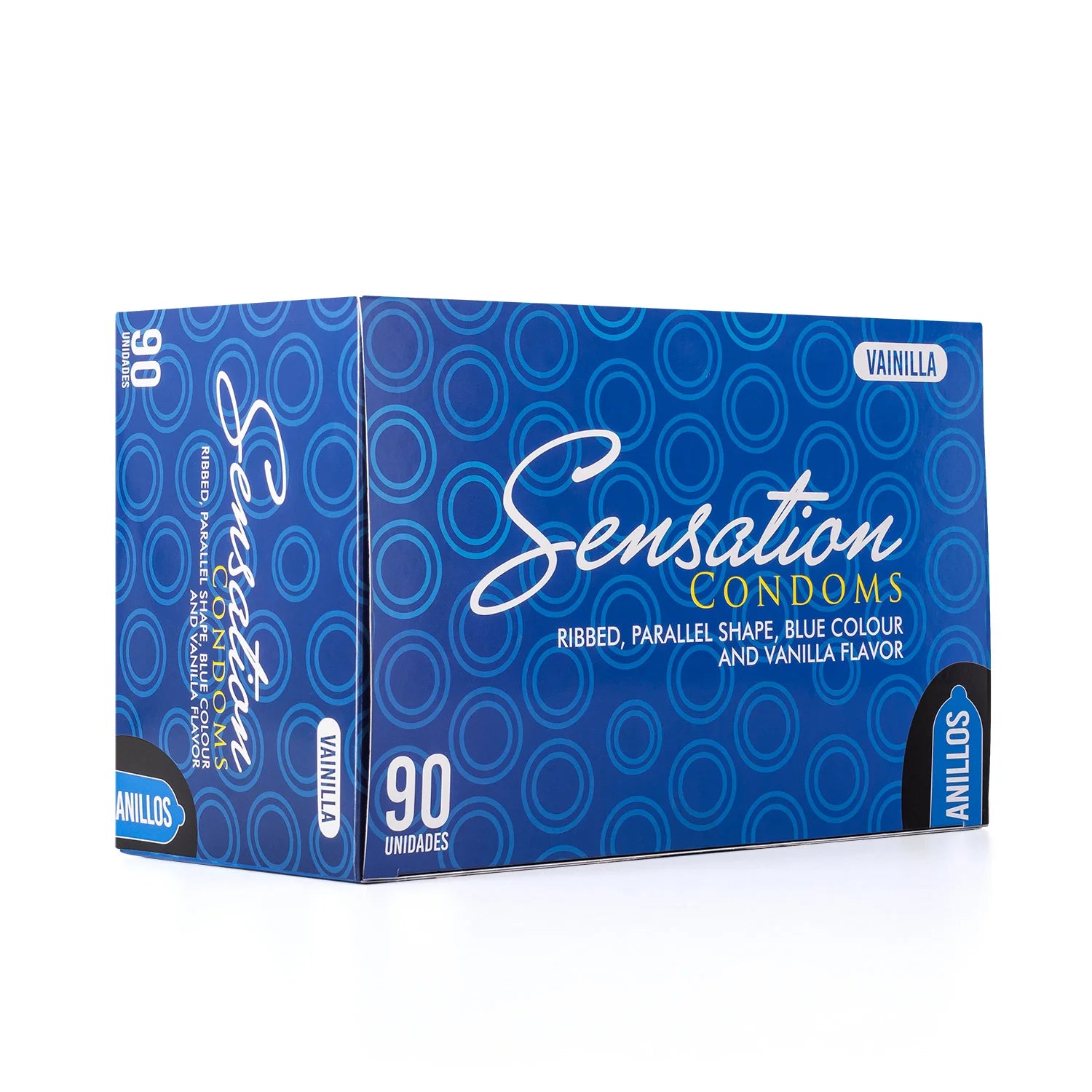 Preservativos SENSATION Vainilla Con Anillos CAJA 90 X 3 UND