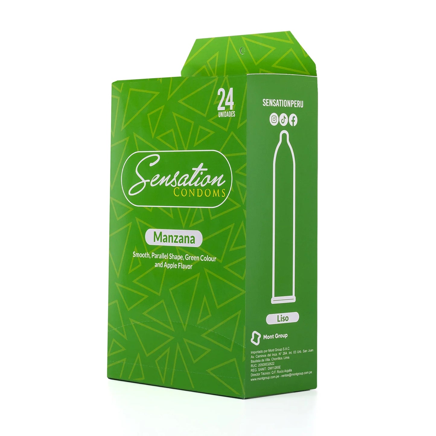 Preservativos SENSATION Manzana Liso CAJA 24 X 3 UND