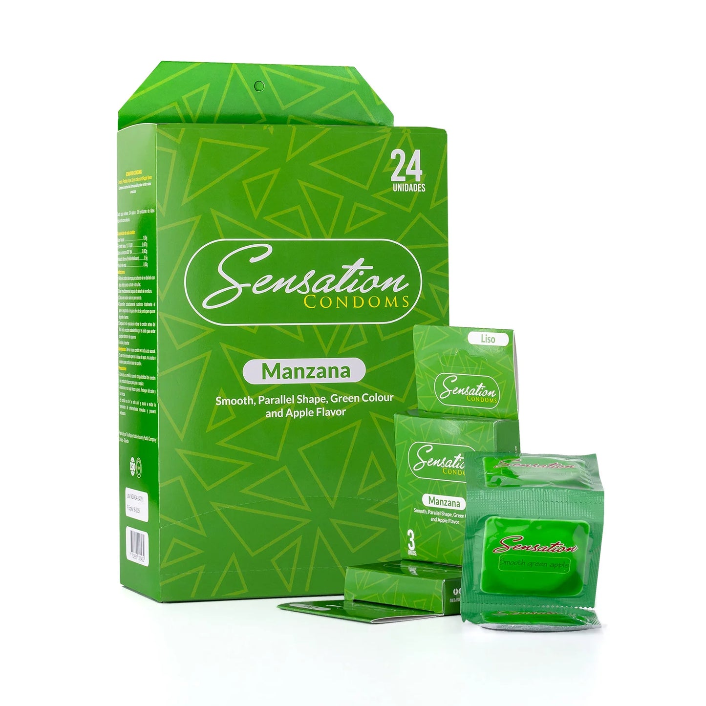 Preservativos SENSATION Manzana Liso CAJA 24 X 3 UND