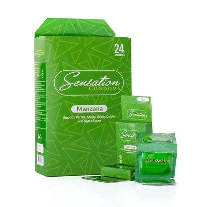 Preservativos SENSATION Manzana Liso CAJA 24 X 3 UND