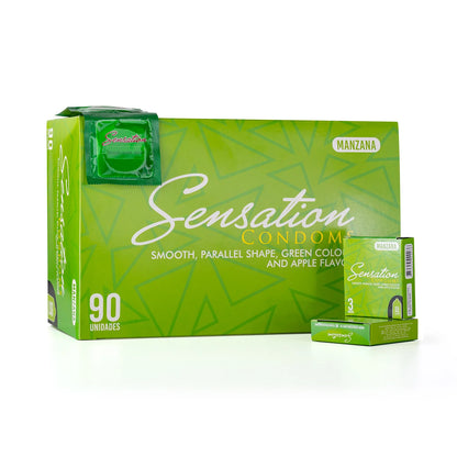 Preservativos SENSATION Manzana Liso CAJA 90 X 3 UND