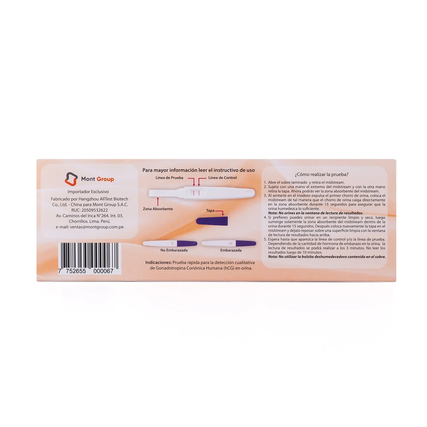 Test de Embarazo Midstream HCG en Orina PRECISA U103H