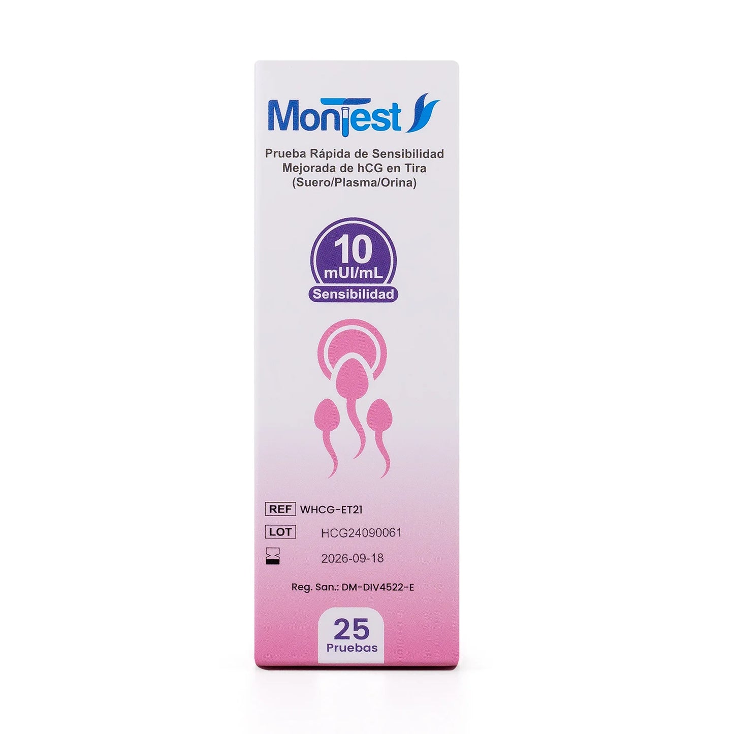 Prueba Rápida Embarazo HCG Tiras 3 en 1 MONTEST CAJA 25 UND