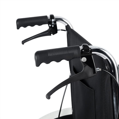 Silla de Ruedas Plegable con Marco de Acero Cromado