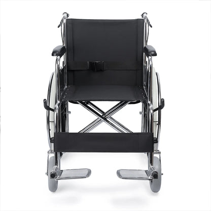 Silla de Ruedas Plegable con Marco de Acero Cromado