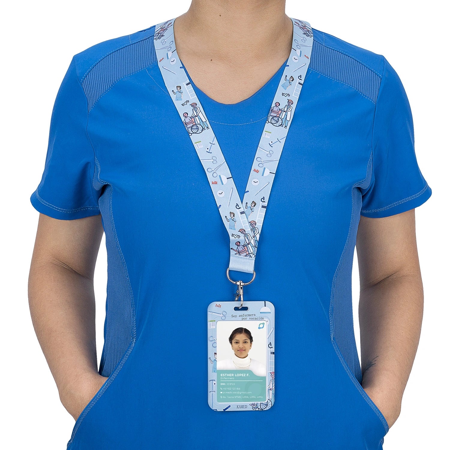 Porta Fotocheck de PVC y Lanyard KAMED Diseño Médico