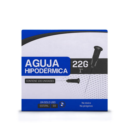 Aguja Hipodérmica Estéril 22 G X 1" CAJA 100 UND