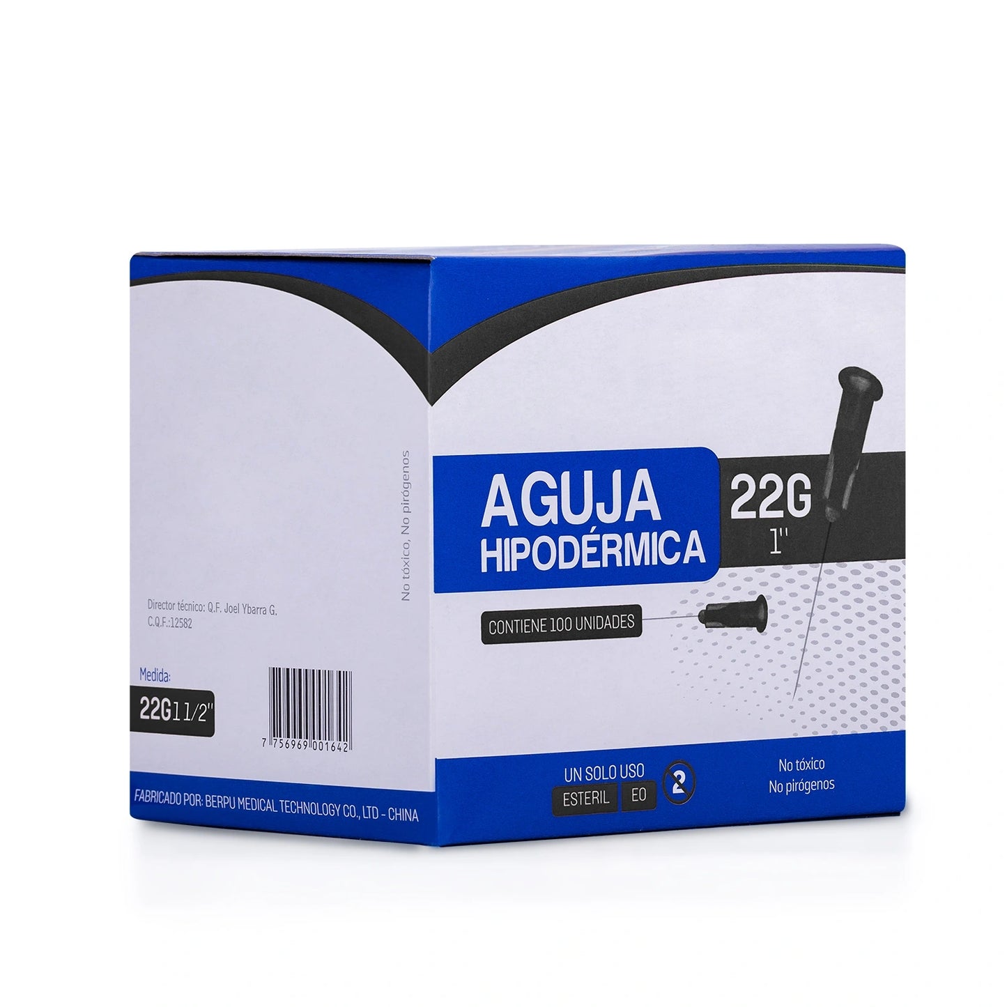 Aguja Hipodérmica Estéril 22 G X 1" CAJA 100 UND