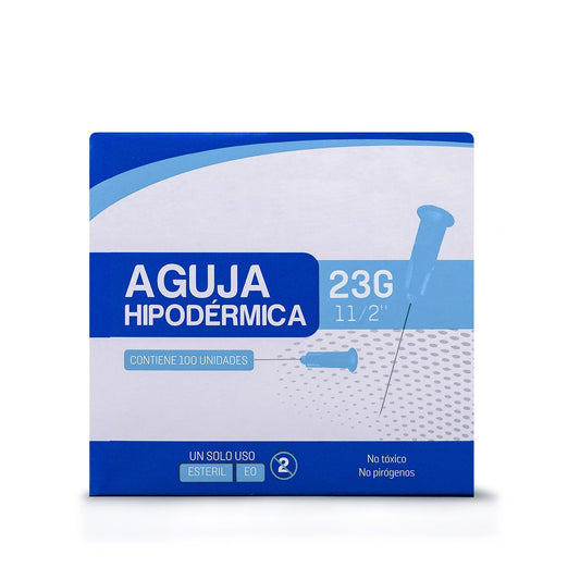 Aguja Hipodérmica Estéril 23 G X 1 1/2" CAJA 100 UND