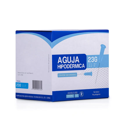 Aguja Hipodérmica Estéril 23 G X 1 1/2" CAJA 100 UND