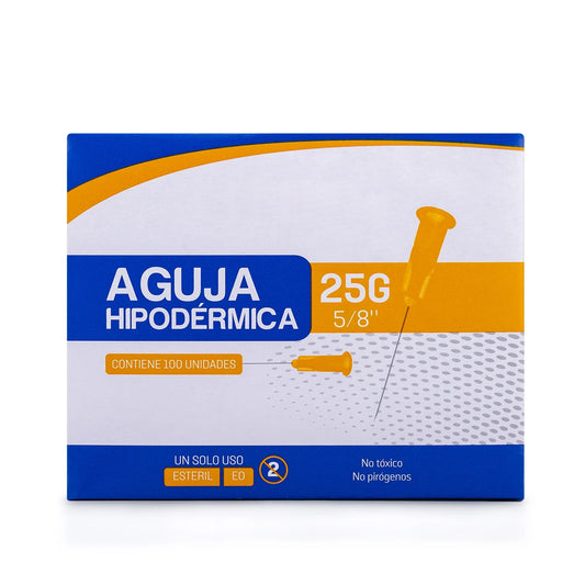 Aguja Hipodérmica Estéril 25 G X 5/8" CAJA 100 UND