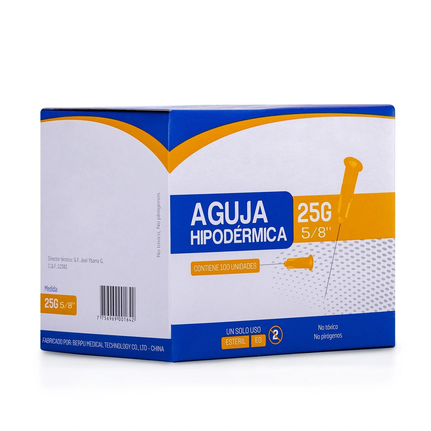 Aguja Hipodérmica Estéril 25 G X 5/8" CAJA 100 UND