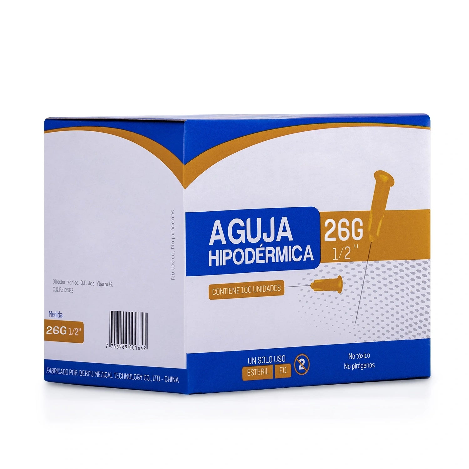 Aguja Hipodérmica Estéril 26 G X 1/2" CAJA 100 UND