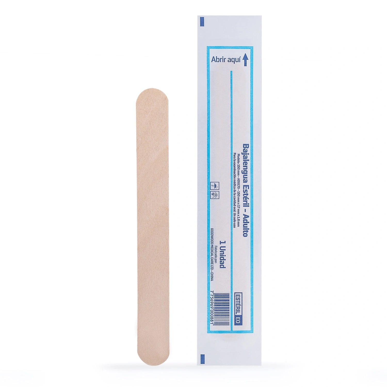 Baja Lengua de Madera Estéril CAJA 100 UND