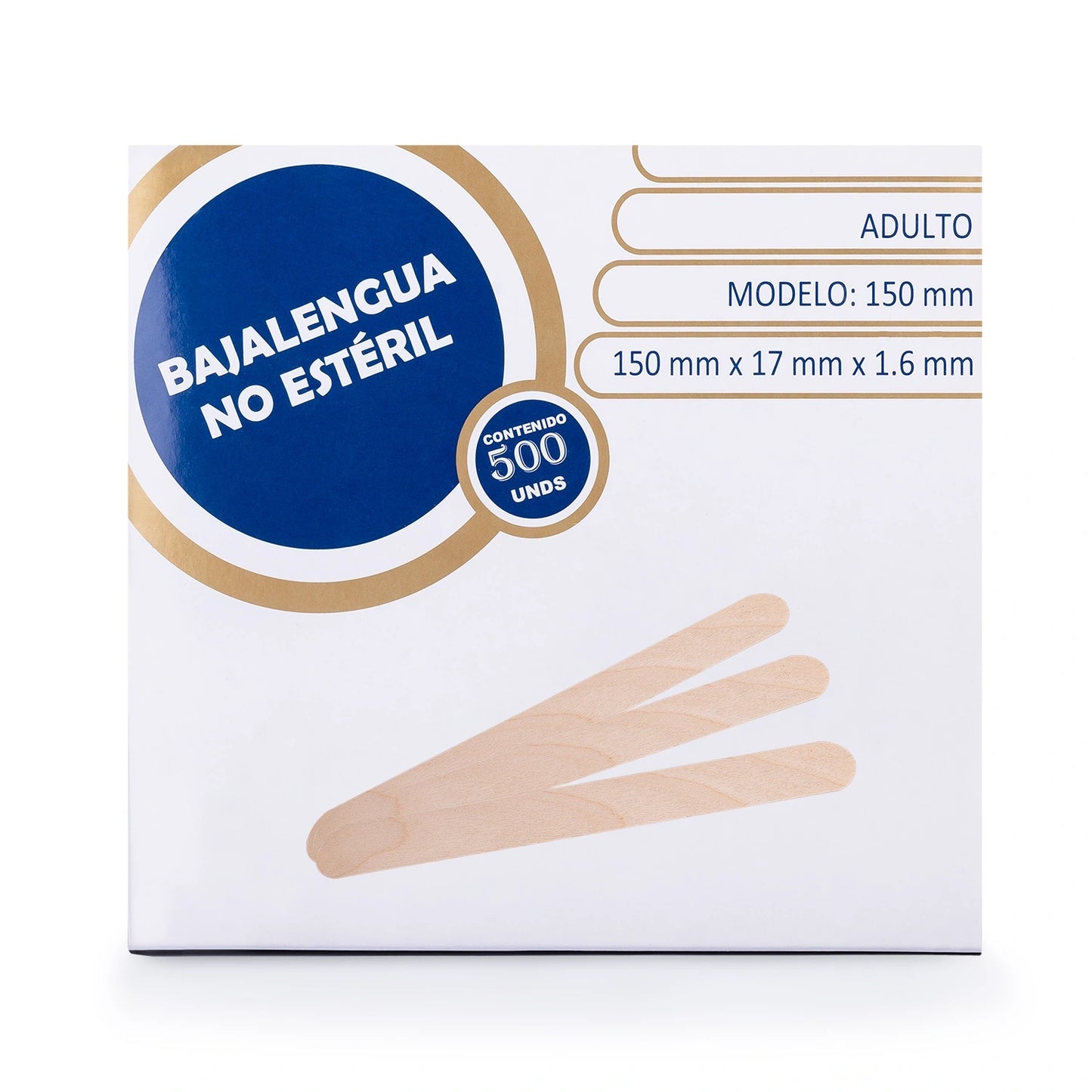 Baja Lengua de Madera No Estéril CAJA 500 UND