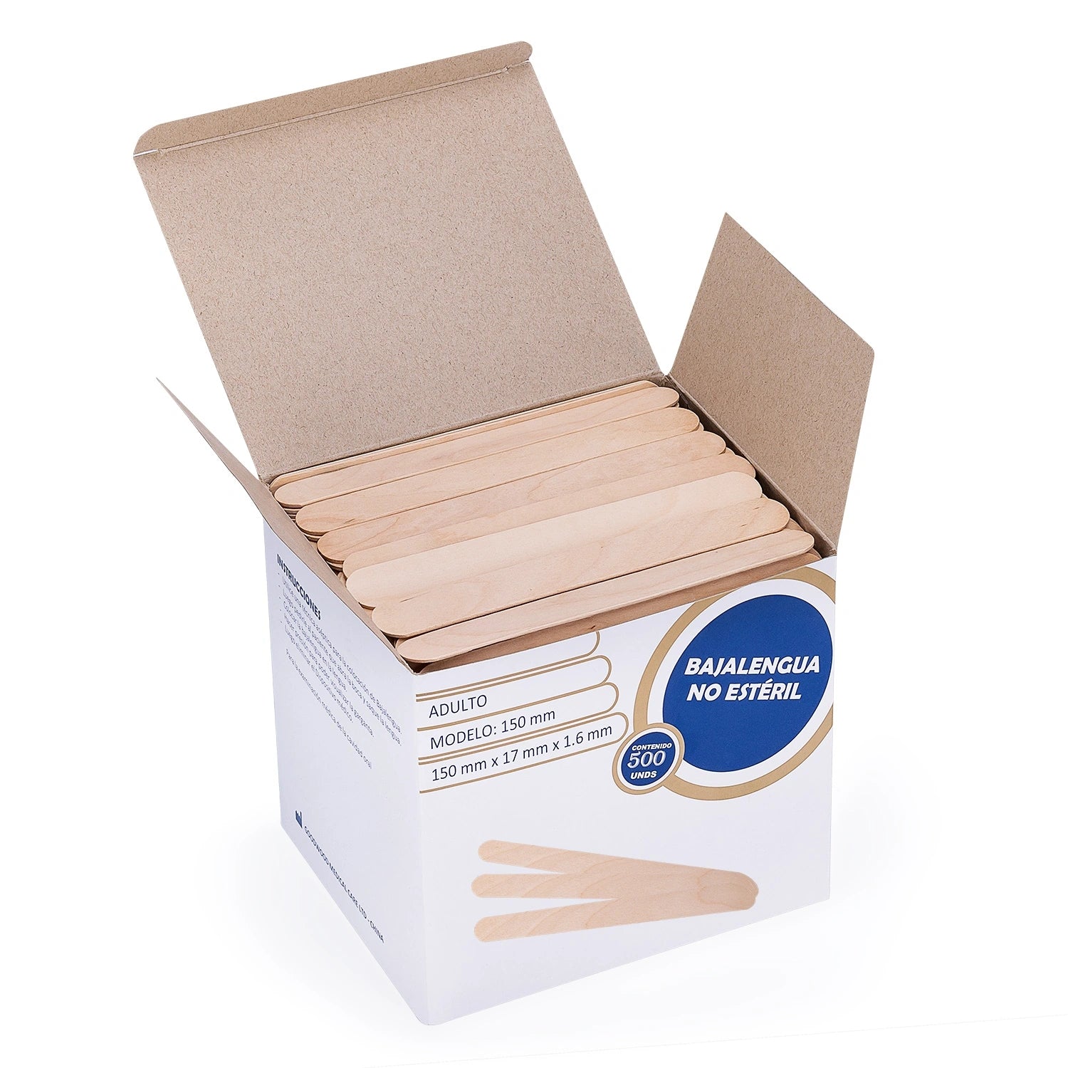 Baja Lengua de Madera No Estéril CAJA 500 UND