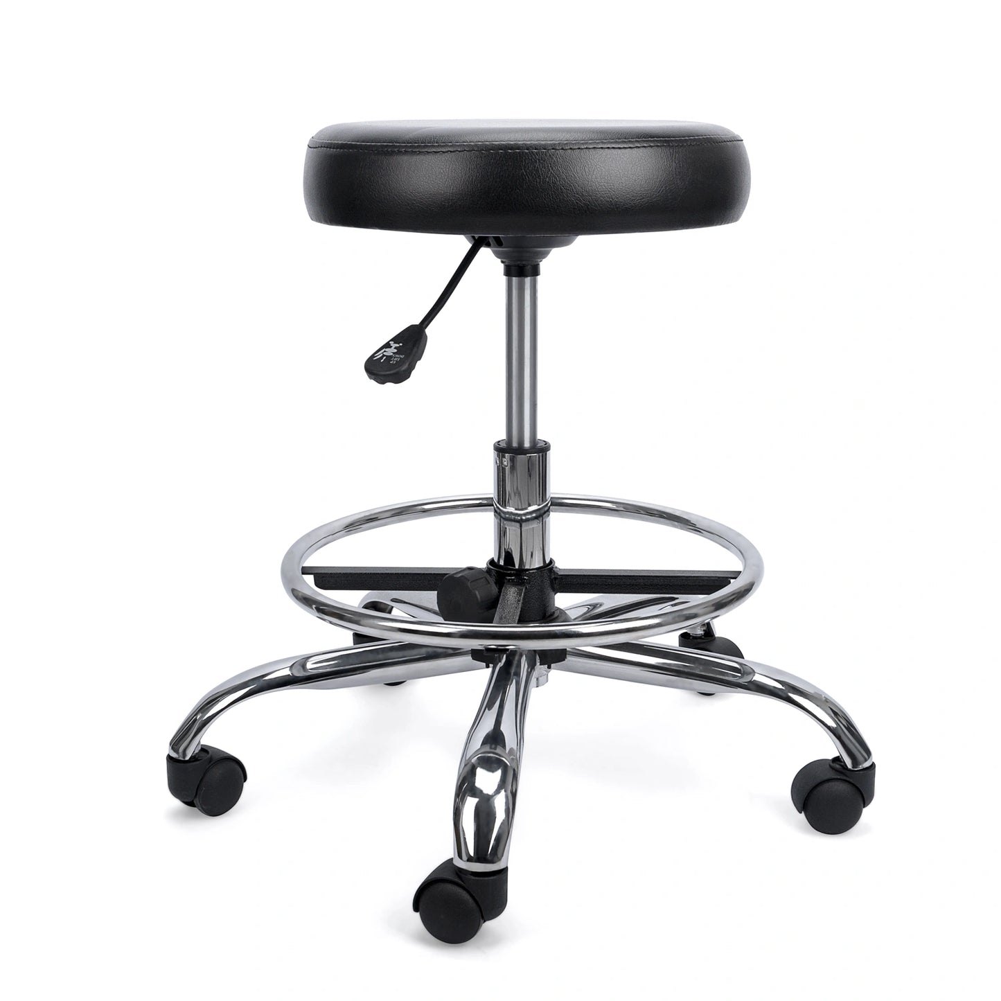 Taburete de Acero Inoxidable con Asiento Giratorio Rodable