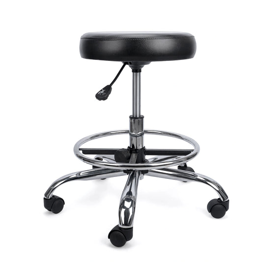 Taburete de Acero Inoxidable con Asiento Giratorio Rodable