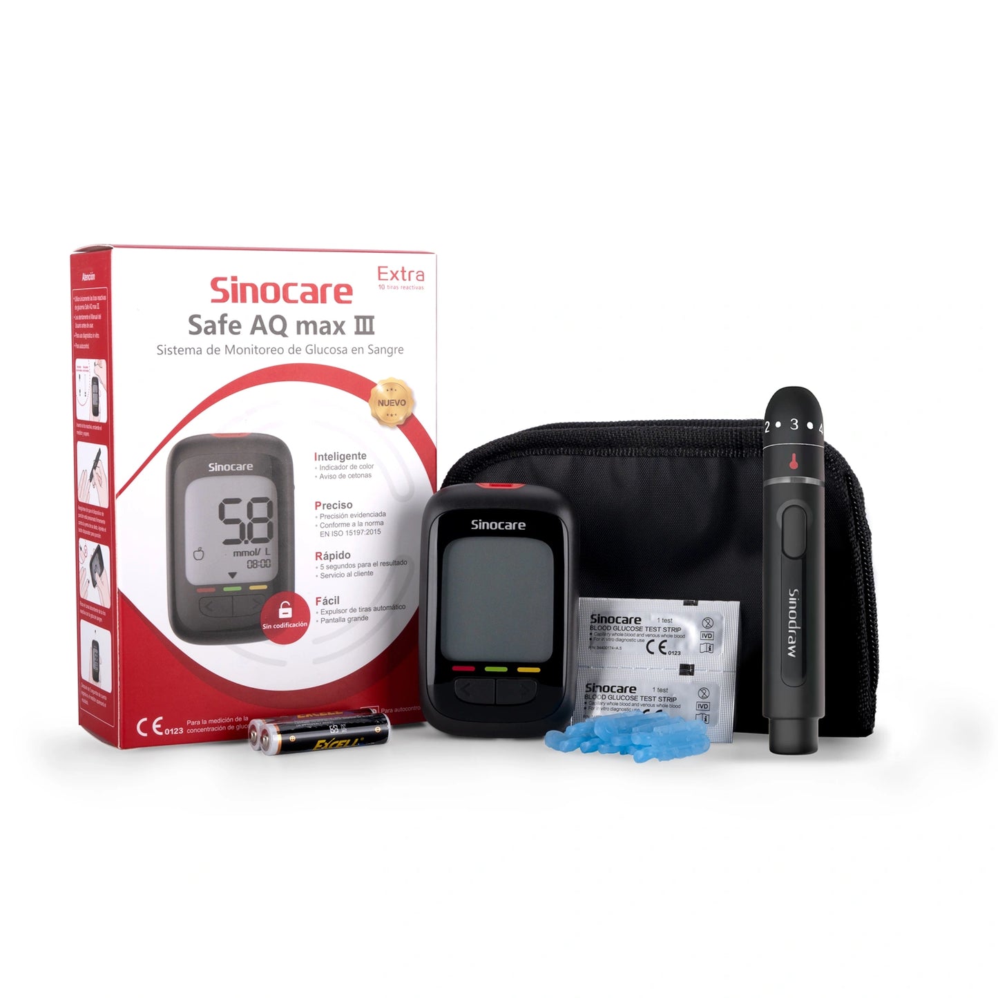 Glucómetro SINOCARE SAFE AQ MAX III Kit Completo