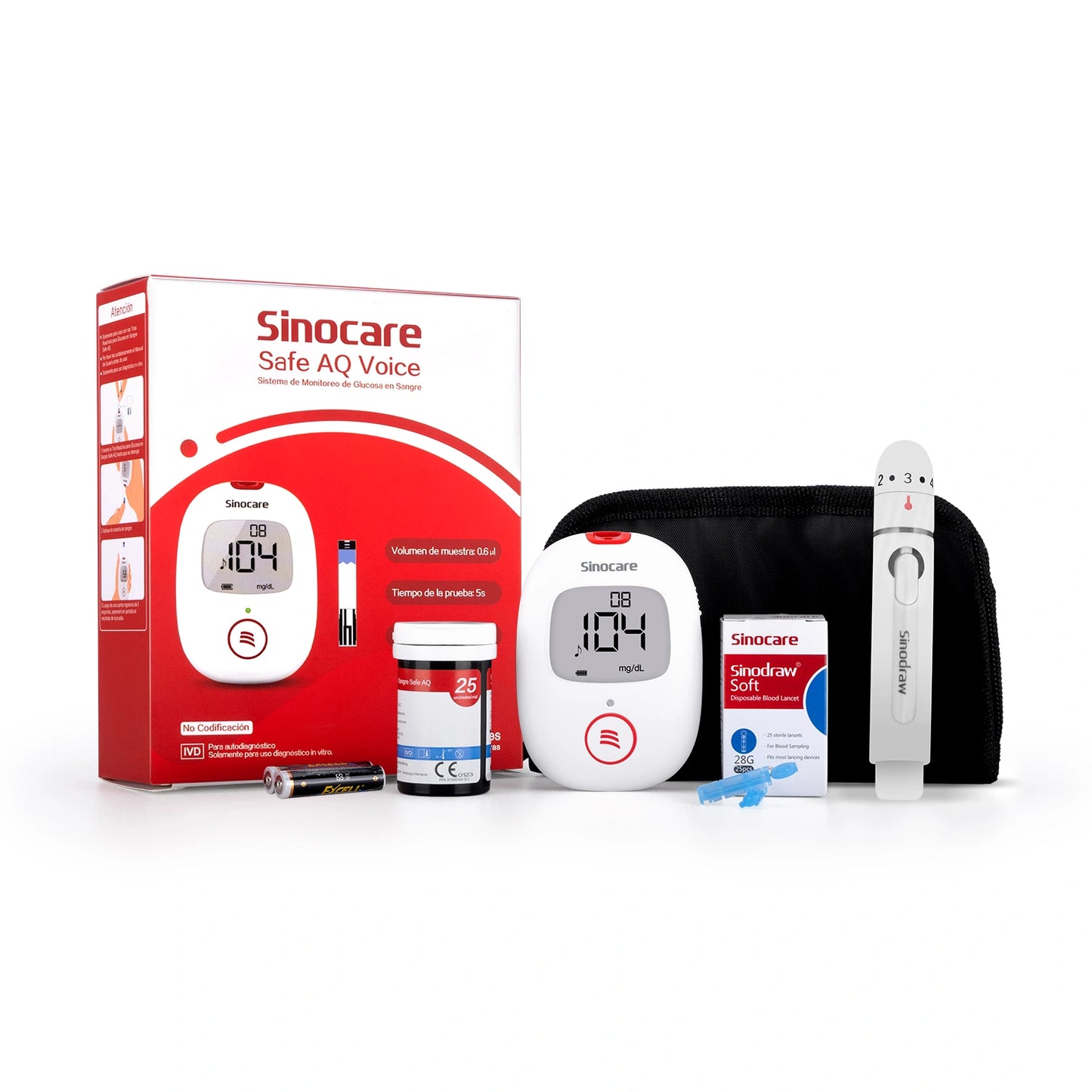 Glucómetro SINOCARE SAFE AQ Kit Completo con Voz