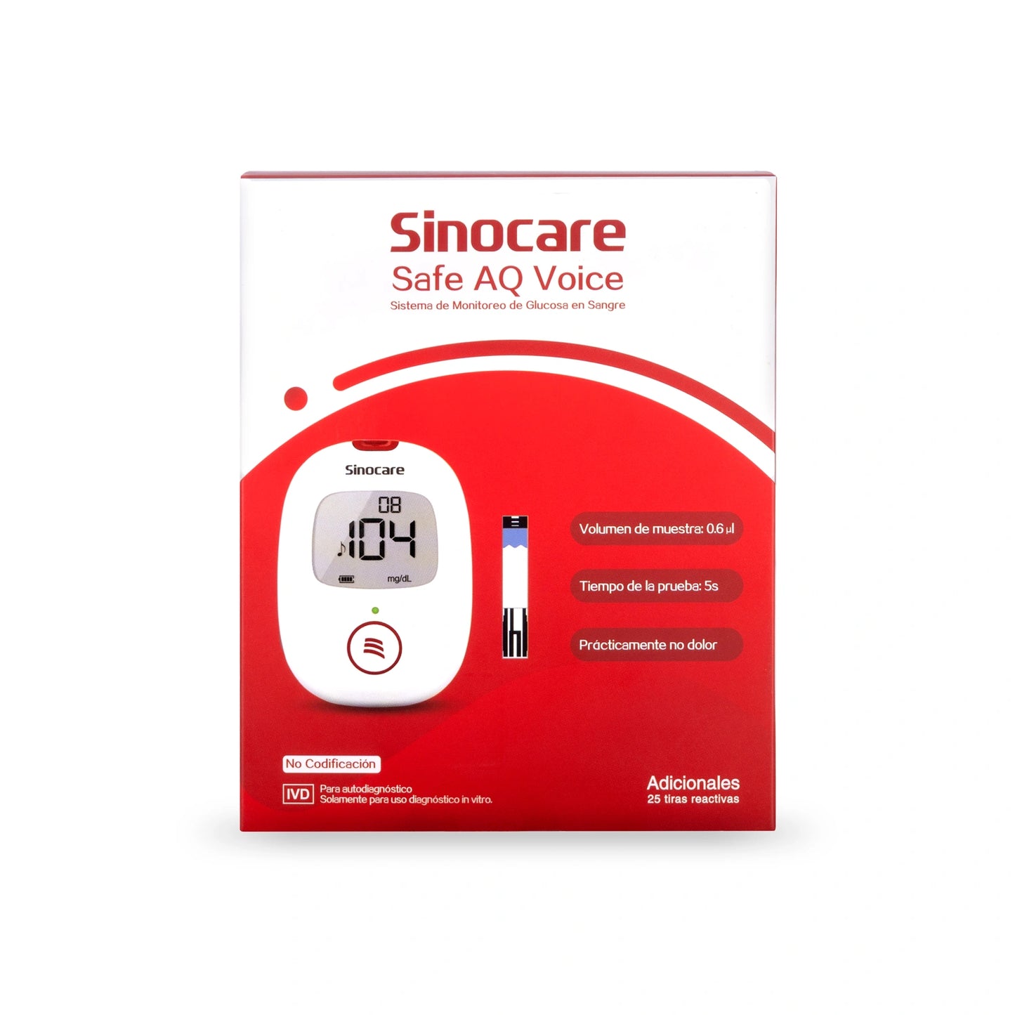 Glucómetro SINOCARE SAFE AQ Kit Completo con Voz