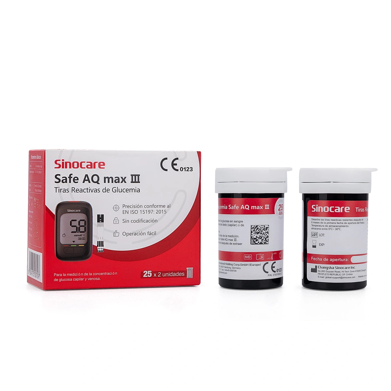 Tiras Reactivas para Glucosa SINOCARE SAFE AQ MAX CAJA 50 UND