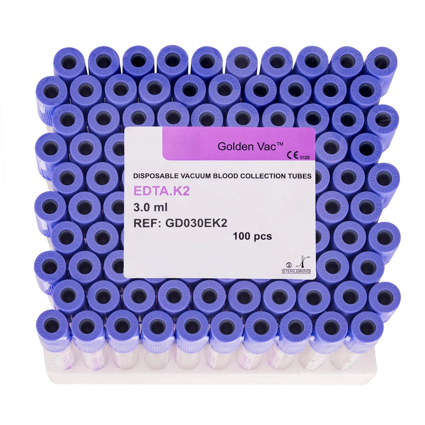 Tubo de Extracción al Vacío EDTA K2 3 ML 100 UND