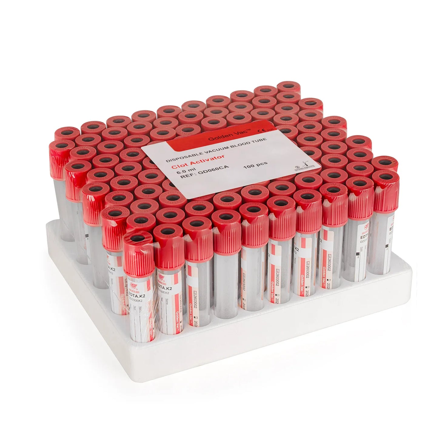 Tubo de Extracción con Activador de Coágulo 6 ML 100 UND