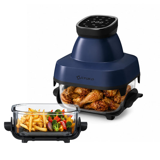 Freidora de Aire Dual Glass Pro 6 L con Dos Bandejas de Vidrio IMACO AF1524VD