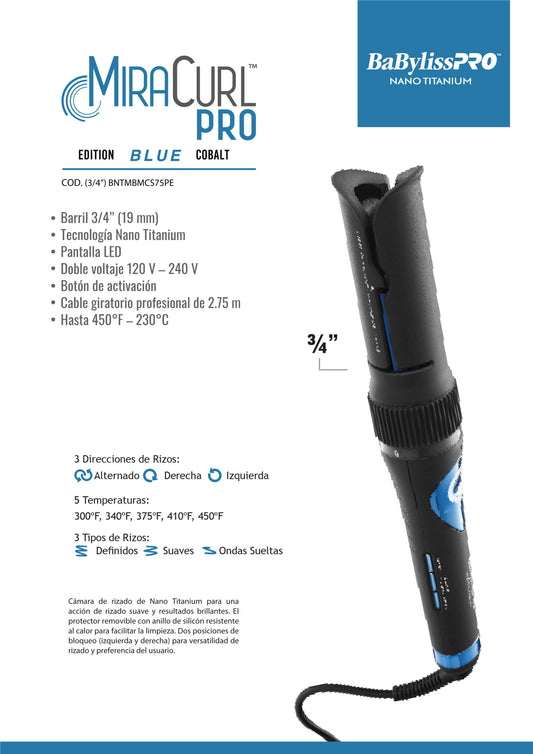 Rizador Automático MiraCurl Nano Titanium 3/4" (19 mm) BABYLISS PRO BNTMBMCS75PE