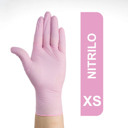 Guantes De Nitrilo Descartables Rosados CAJA 100 UND
