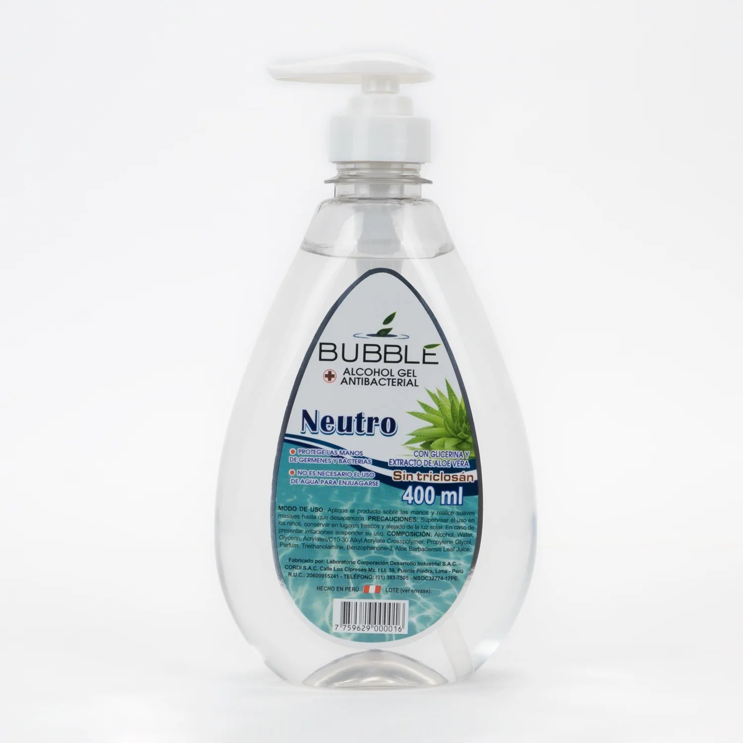 Alcohol en Gel Antibacterial Neutro FCO 400 ML