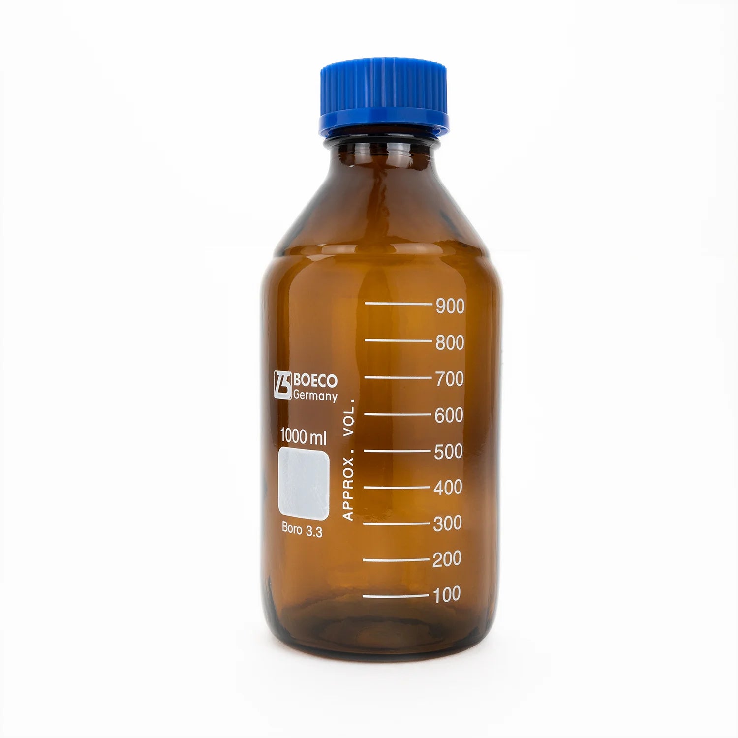 Frasco de Vidrio Autoclavable Ámbar Boro 3.3 de 1000 ML