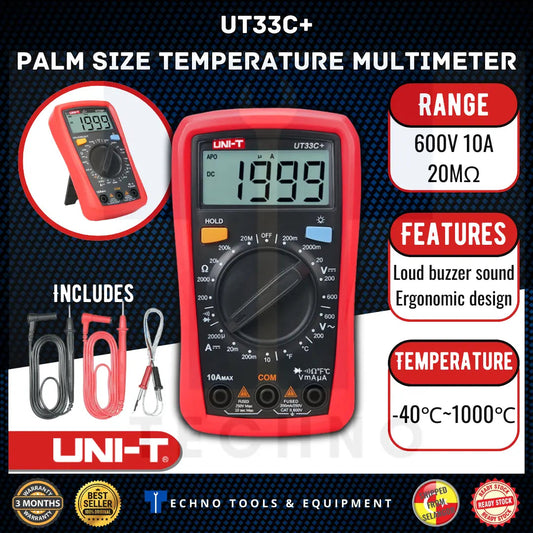 Multímetro Digital de Bolsillo con Medición de Temperatura UNI-T UT33C+