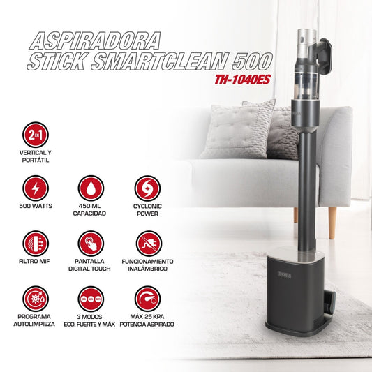 Aspiradora Stick Inalámbrica SmartClean 500 con Estación de Autovaciado THOMAS TH-1040ES