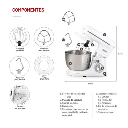 Batidora de Pedestal Planetaria 800 W Bowl 4.5 L THOMAS TH-911B