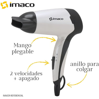 Secadora de Cabello Plegable de Viaje 1000 W IMACO HD1000