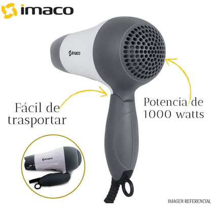 Secadora de Cabello Plegable de Viaje 1000 W IMACO HD1000