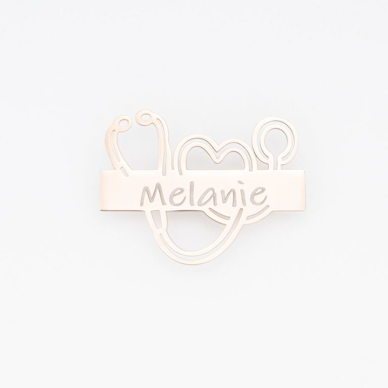 Pin de Metal Elegante Kamed Diseño Estetoscopio para Grabado Bronce